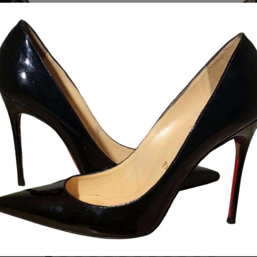Christian Louboutin 💯 mm black patent pumps 38.5 - Picture 2 of 8